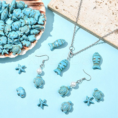 120Pcs 4 Styles Synthetic Turquoise Beads G-YW0002-65-1