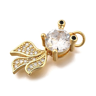 Brass Micro Pave Cubic Zirconia Pendants KK-Z125-07G-1
