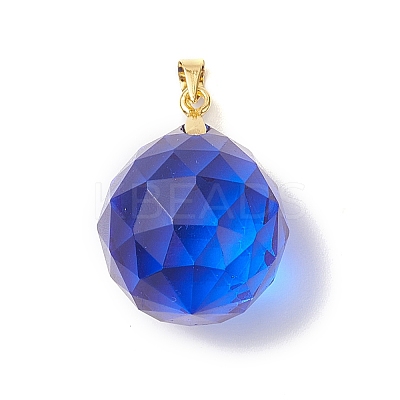 Faceted Transparent K9 Glass with Brass Pendants PALLOY-JF02041-1