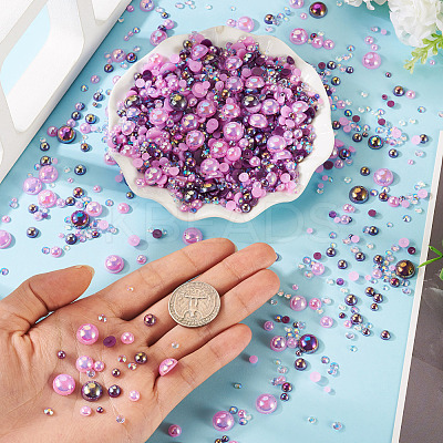 Half Round ABS Plastic Cabochons FIND-TAC0038-08D-1