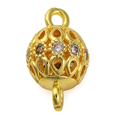 Brass Micro Pave Clear Cubic Zirconia Connector Charms KK-A230-06A-G-1