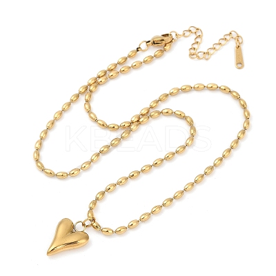 304 Stainless Steel Heart Pendant Necklaces for Women NJEW-Z072-04G-1
