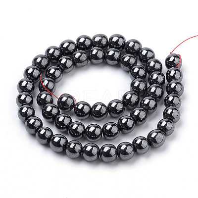 Non-magnetic Synthetic Hematite Beads Strands G-S259-44-4mm-1