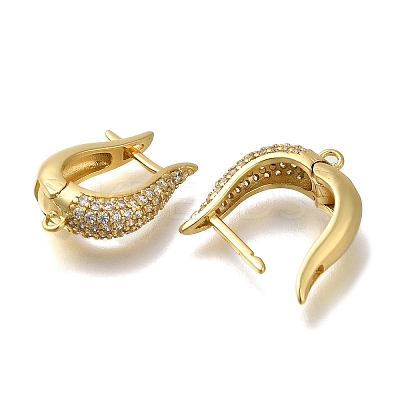 Rack Plating Brass Micro Pave Cubic Zirconia Hoop Earring Findings EJEW-H143-07G-1