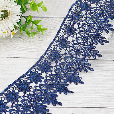 7.5 Yards Polyester Flower Lace Ribbon DIY-GO0001-77-1