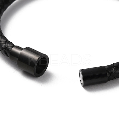 Leather Braided Round Cord Bracelet BJEW-F460-06EBP-1