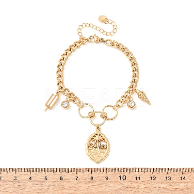 Summer 304 Stainless Steel Charm Bracelets BJEW-C135-03G-1