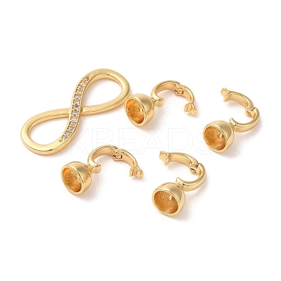 Brass Micro Pave Clear Cubic Zirconia Fold Over Clasps KK-A227-08G-1