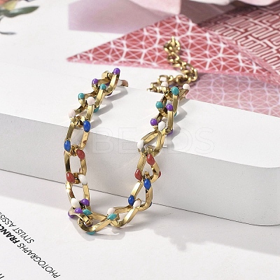 304 Stainless Steel Twisted Curb Chain Bracelets for Women BJEW-F488-10G-1