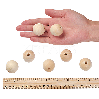 Unfinished Wood Beads LS-WOOD-S651-30mm-LF-1