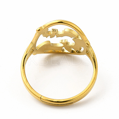 Ion Plating(IP) 304 Stainless Steel Bat Adjustable Ring for Women LS-RJEW-B027-04G-1
