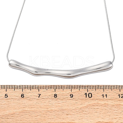 304 Stainless Steel Round Snake Chain Textured Bar Pendant Necklaces for Women NJEW-K276-15P-1