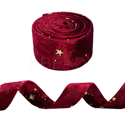 3M Double Sided Star Gold Stamping Flannelette Ribbons for Sewing Craft SRIB-GF0001-55A-1
