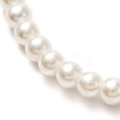 Vintage Painted Round Glass Pearl Beaded Necklace for Girl Women Mother NJEW-JN03665-01-1
