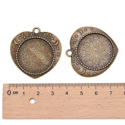 For Valentine's Day Alloy Heart Carved Word Love Pendant Cabochon Bezel Settings X-TIBEP-M018-104AB-NF-1
