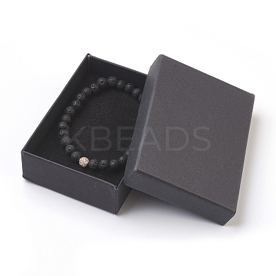 Natural Lava Rock Beads Stretch Bracelets BJEW-JB03839-04-1