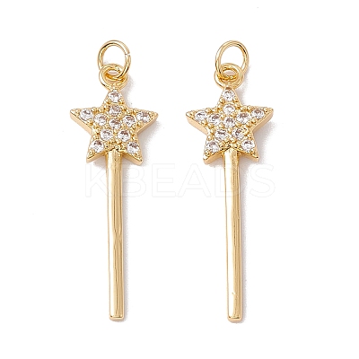 Rack Plating Brass Micro Pave Clear Cubic Zirconia Pendants X-ZIRC-C040-36G-1