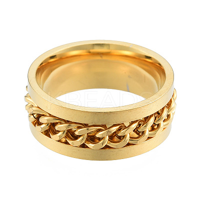 201 Stainless Steel Curb Chain Finger Ring for Women RJEW-N043-30LG-1