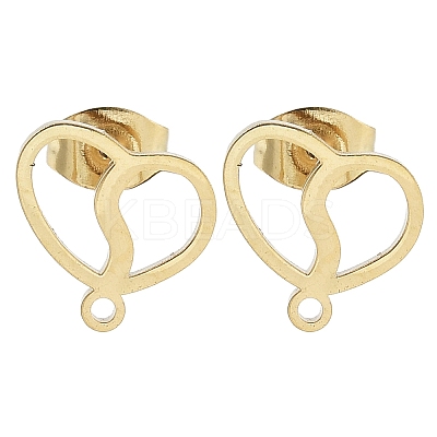 Heart Ion Plating(IP) 304 Stainless Steel Stud Earring Findings STAS-I206-90G-1