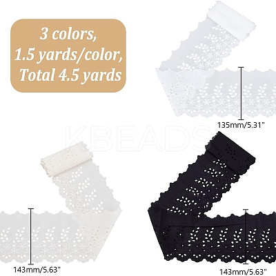 3 Colors Cotton Embroidery Flower Wavy Edged Lace Ribbons OCOR-AR0001-78-1
