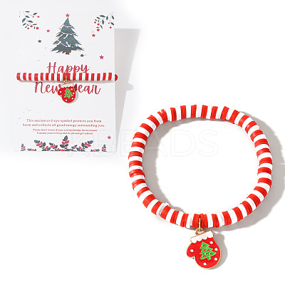 Elegant Christmas Handmade Polymer Clay Heishi Beaded Stretch Bracelets MV9996-41-1