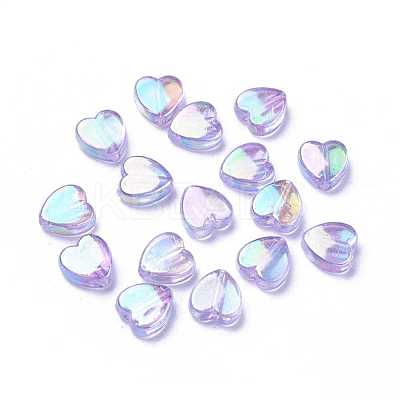Plum AB color Plated Acrylic Heart Beads X-PL539-820-1