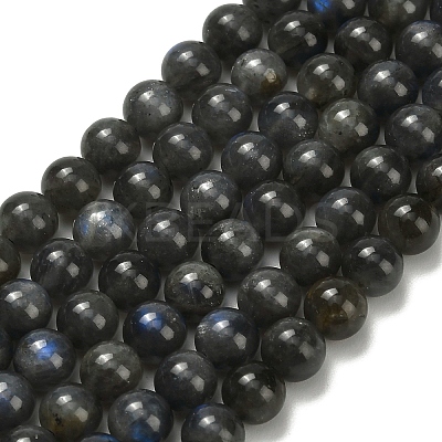 Natural Black Labradorite Beads Strands G-L642-B15-6mm-1