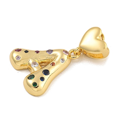 Brass Micro Pave Colorful Cubic Zirconia Pendants KK-P281-01G-A-1