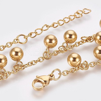 Ion Plating(IP) 304 Stainless Steel Charm Anklets AJEW-P069-06G-1