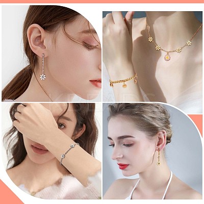 12Pcs 430 Stainless Steel Small Flower Pendants JX238A-1