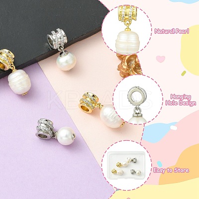 4Pcs 2 Colors Rack Plating Brass Micro Pave Clear Cubic Zirconia Pendants KK-CJ0002-71-1