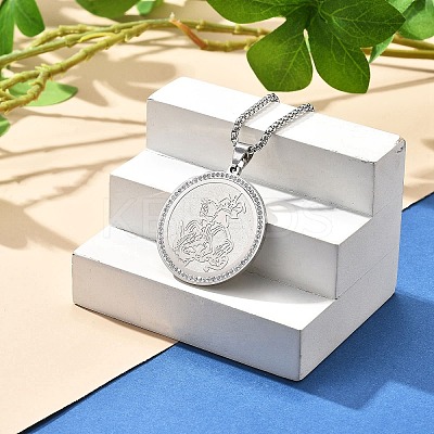 201 Stainless Steel Rhinestone Pendant Necklaces for Women NJEW-U021-03P-1