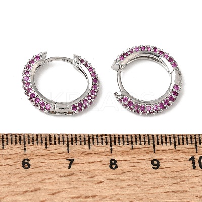 Brass Micro Pave Cubic Zirconia Hoop Earrings KK-CBA8324-24P-02-1