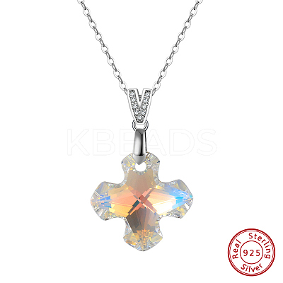 925 Sterling Silver Glass Pendant Necklaces NJEW-C048-01D-1