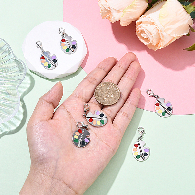 6Pcs Palette Alloy Enamel Pendants Decorations HJEW-YW00115-1