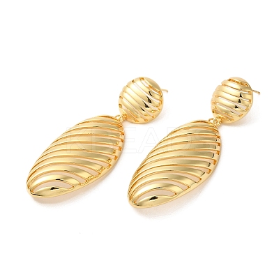 Oval Brass Dangle Stud Earrings EJEW-G382-18G-1
