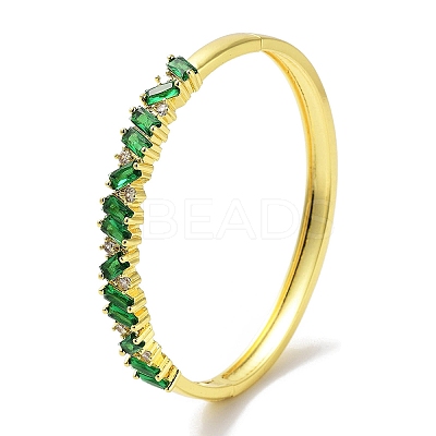 Brass Pave Clear Cubic Zirconia Hinged Bangles BJEW-Z061-06A-1