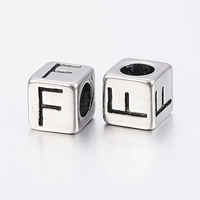 304 Stainless Steel Large Hole Letter European Beads STAS-H428-01AS-F-1