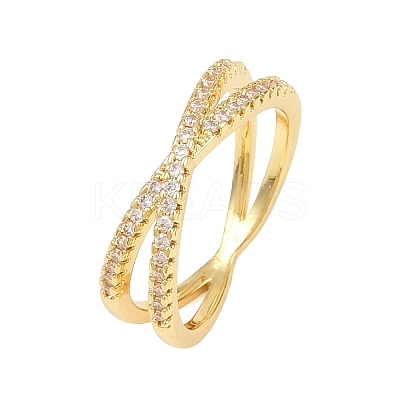Brass Micro Pave Cubic Zirconia Finger Rings RJEW-D340-01G-04-1