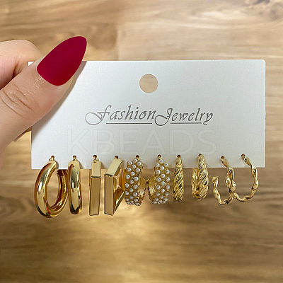 5 Pairs Alloy Hoop Earring Sets WG6DB3C-26-1