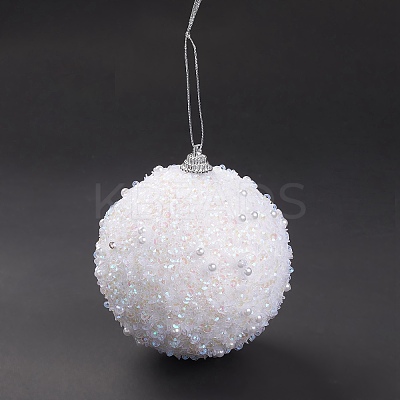 Christmas Ball Foam & Plastic Imitation Pearl Pendant Decoration FIND-G056-01D-1