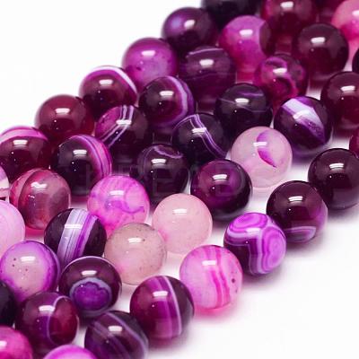 Natural Striped Agate/Banded Agate Bead Strands X-G-K155-A-6mm-02-1