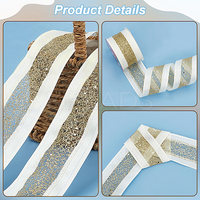 10 Yards Hot Stamping Polyester Satin Ribbons SRIB-WH0011-169C-1