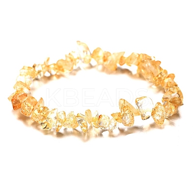 Synthetic Citrine Chips Beaded Stretch Bracelet for Women PW-WG72437-11-1