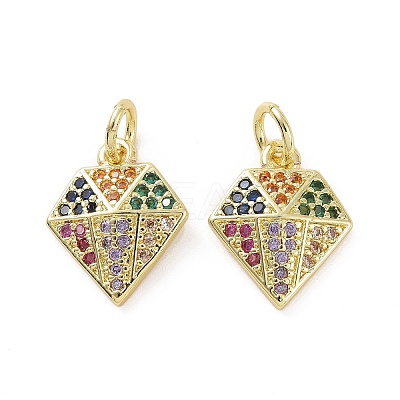 Brass Micro Pave Colorful Cubic Zirconia Charms KK-E068-VF157-1