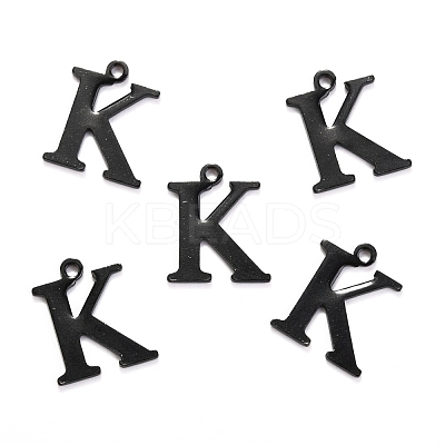 304 Stainless Steel Alphabet Charms STAS-H122-K-EB-1