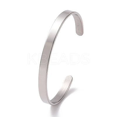Non-Tarnish 304 Stainless Steel Open Cuff Bangle BJEW-G653-01P-06-1
