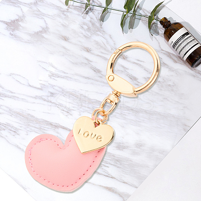 1Pc Imitation Leather Heart Keychain KEYC-CL0001-14F-1