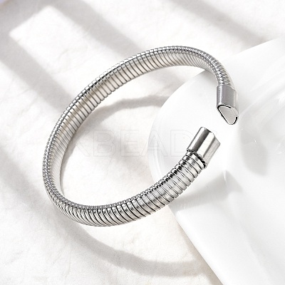 304 Stainless Steel Flat Snake Chains Cuff Bangles for Women BJEW-A067-05P-1