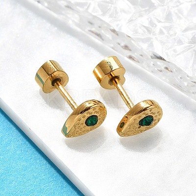 Ion Plating(IP) 304 Stainless Steel Teardrop Stud Earrings EJEW-A118-19G-02-1